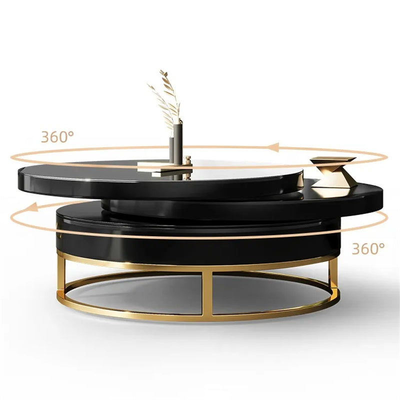 800mm Modern Round Wood Swivel Coffee Table