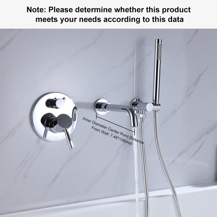 Stev Modern Wall-Mount Swivel Bath Filler Mixer Tap with Handshower in Polished Chrome