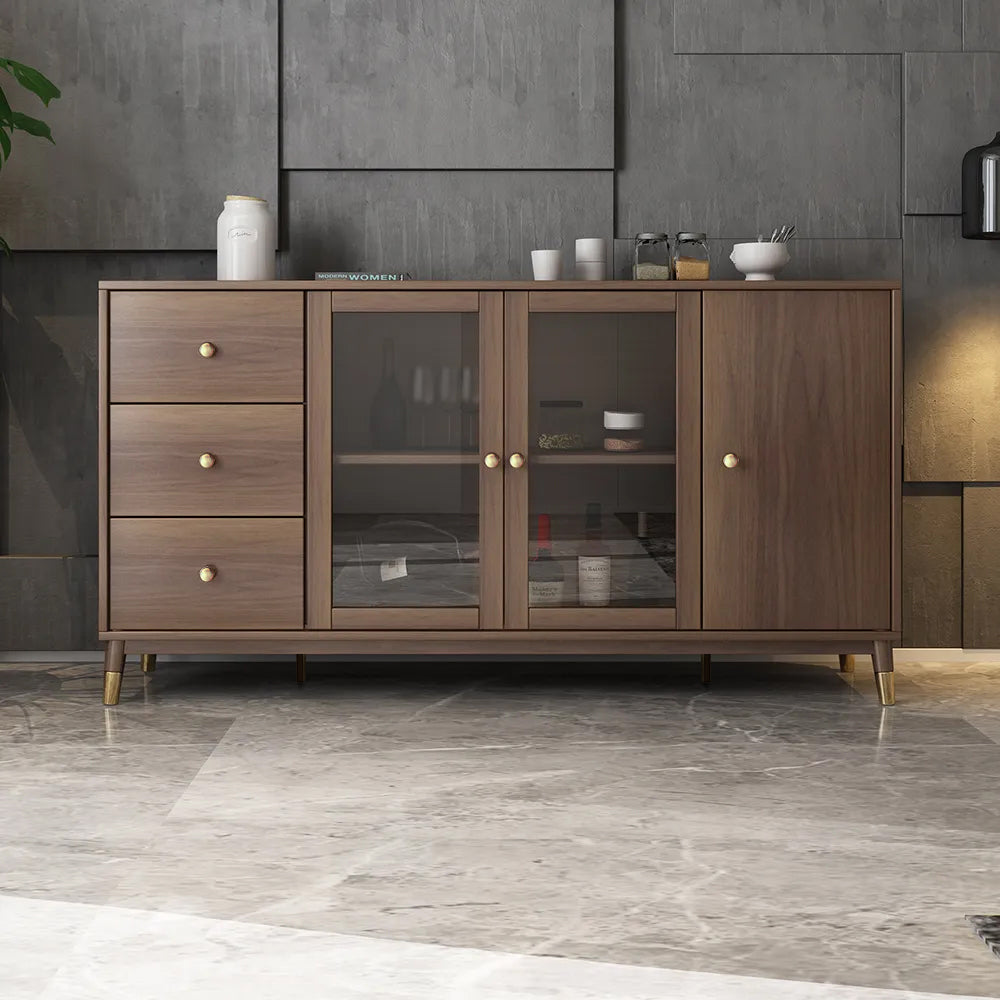 Ultic Modern Rectangle Sideboard Buffet with Ample Storages & Doors in Walnut