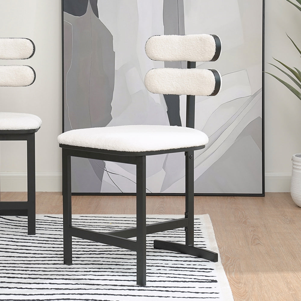 Modern Boucle White (Set of 2) Dining Chairs with Back Side Chair