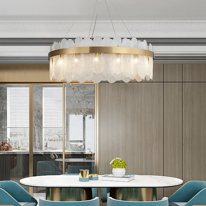 Modern Round 14-Light Tiered Clear Glass Chandelier