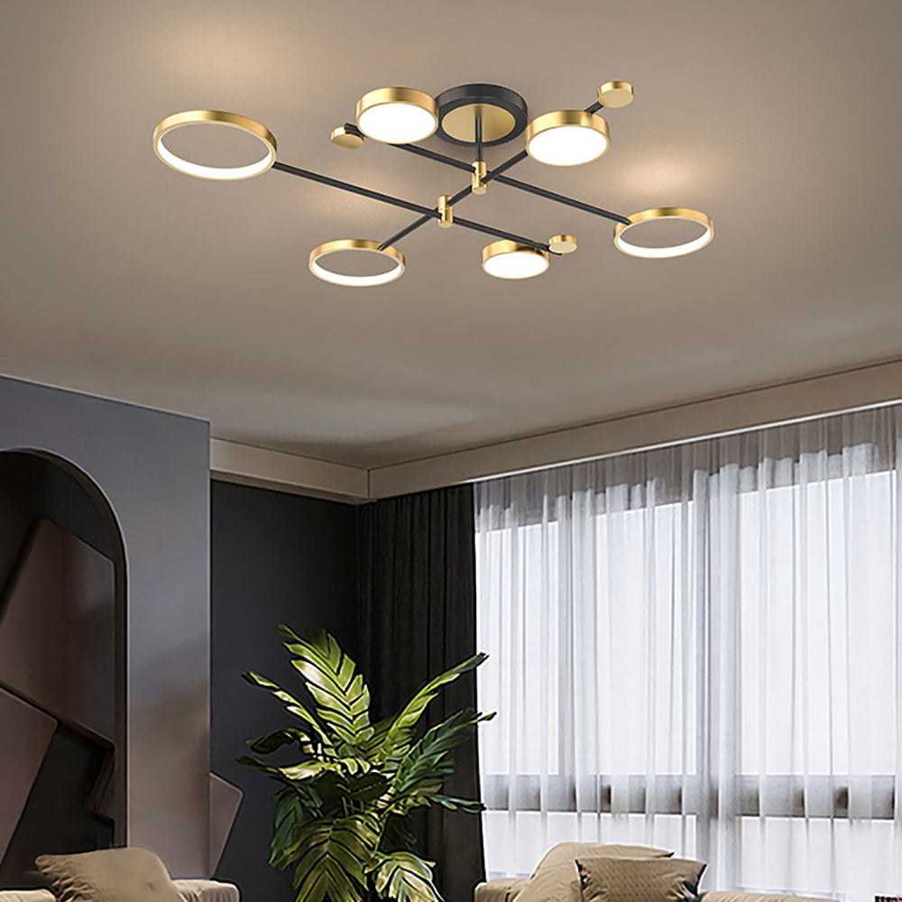 Modern Gold Semi Flush Mount Light LED Ring Ceiling Light