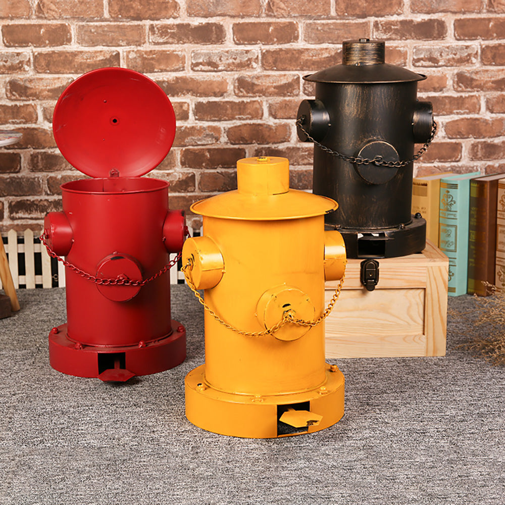 Industrial Fire Hydrant Rubbish Bin in Yellow/Red/Black-Red-Large