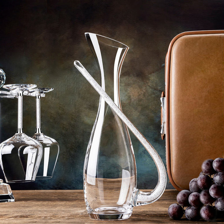 Creative Wine Decanter with Silver Cystal-Filled Handle