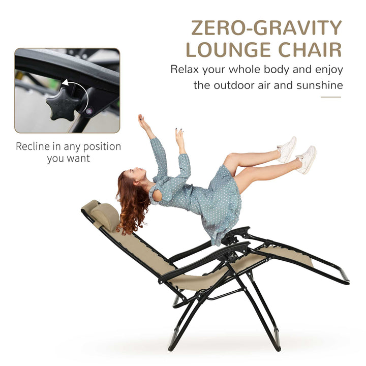 3pcs Folding Zero Gravity Chairs Sun Lounger Table Set w/ Cup Holders Reclining Garden Yard Pool