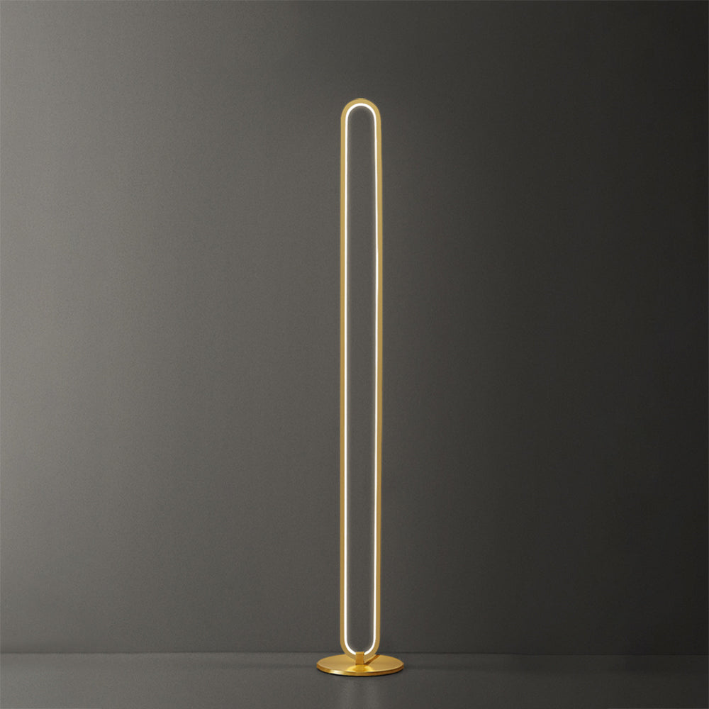 Modern Linear LED Floor Lamp Gold Metal Base Brass Standing Lamp