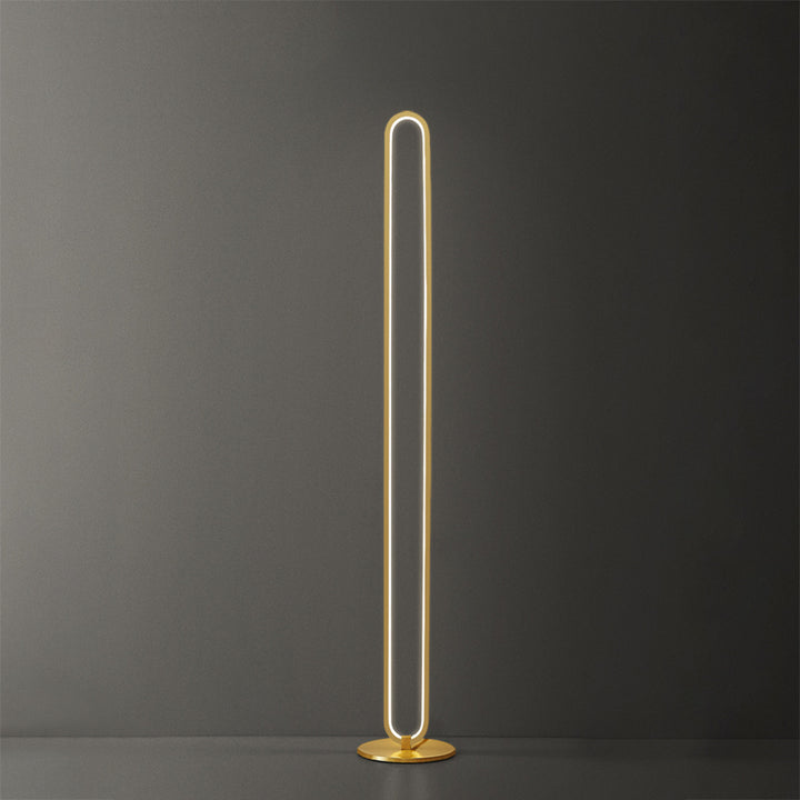 Modern Linear LED Floor Lamp Gold Metal Base Brass Standing Lamp