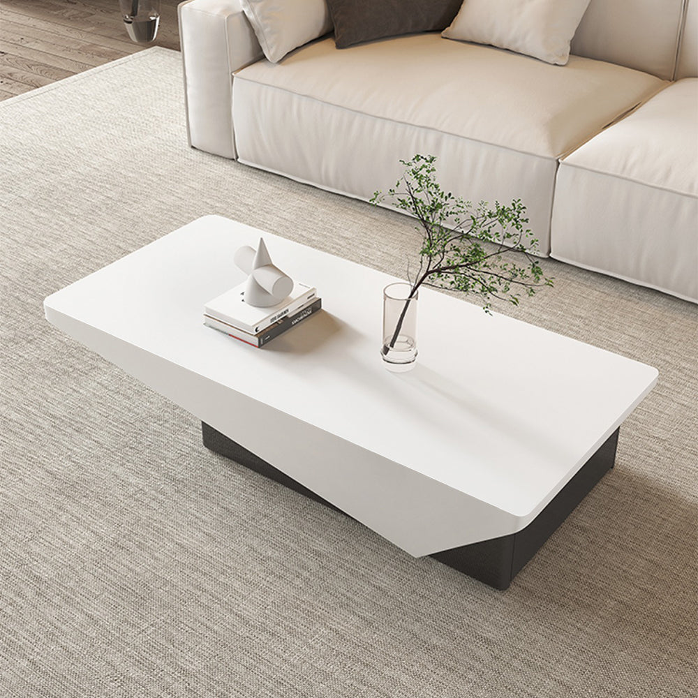 1200mm Block Coffee Table White Rectangular with Drawer Storage in Black