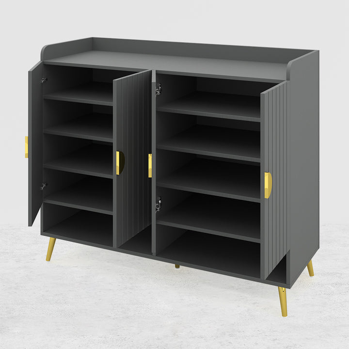 Yellar Nordic Gray Shoe Cabinet 10 Shelves Entryway Shoe Cabinet