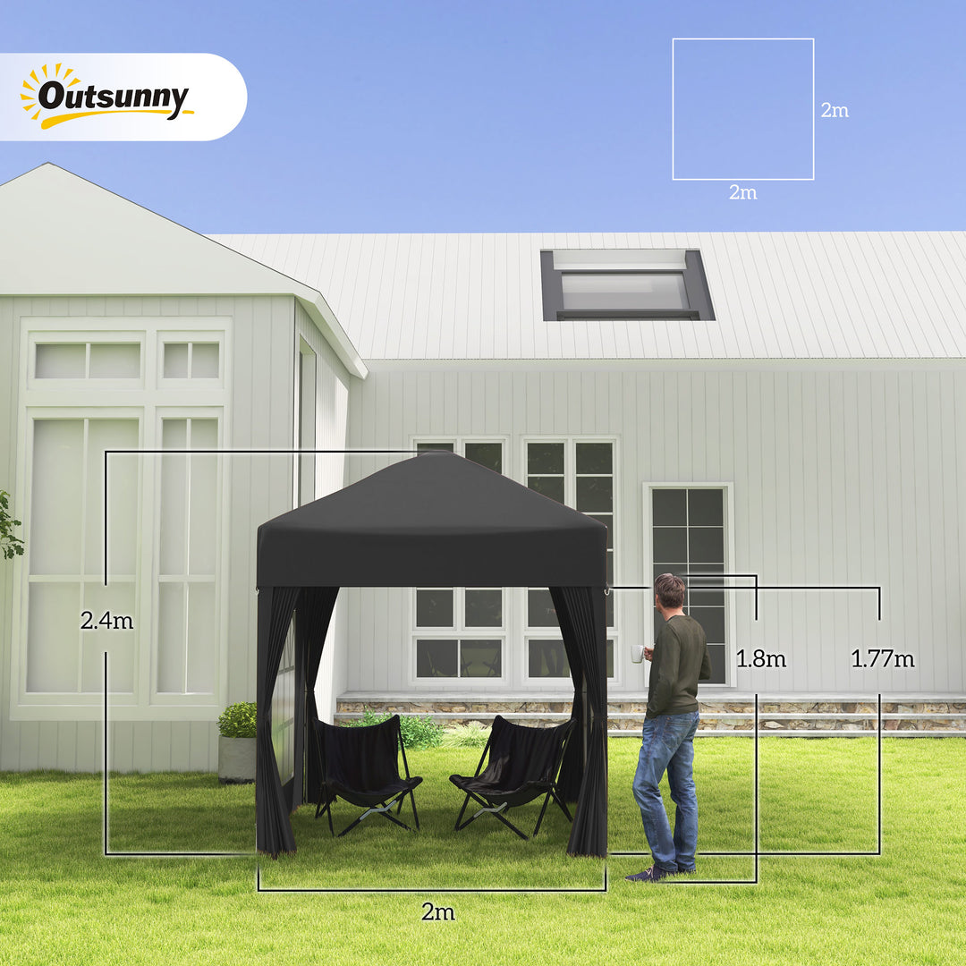 2x2m Garden Pop Up Gazebo Shelter Canopy w/ Removable Walls and Carrying Bag for Party and Camping