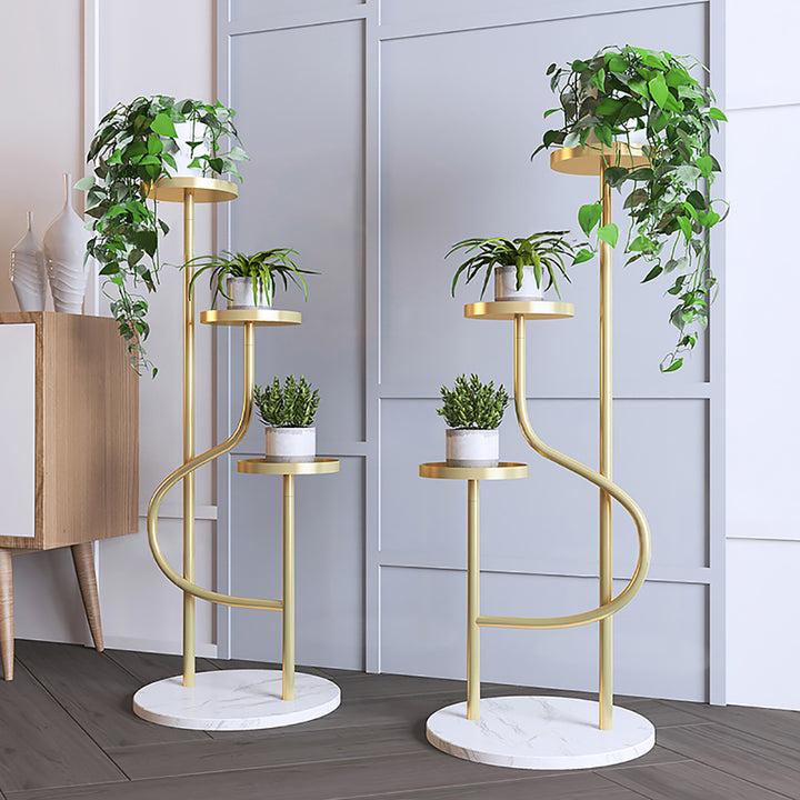 1080mm Tall Metal Plant Stand 3 Tier Modern Corner Ladder Planter in Gold