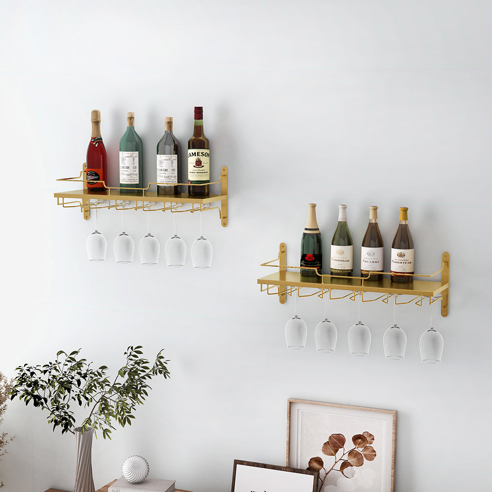 Modern Wall Mounted Wine Rack Glass Rack in Gold