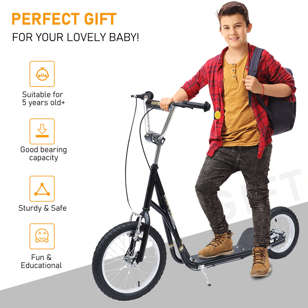 Teen Scooter Push Kick Scooters for Kids with Rubber Wheels Adjustable Handlebar Front Rear Dual Brakes Kickstand