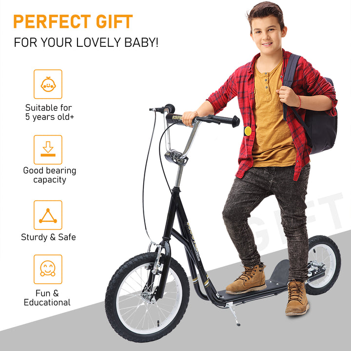 Teen Scooter Push Kick Scooters for Kids with Rubber Wheels Adjustable Handlebar Front Rear Dual Brakes Kickstand