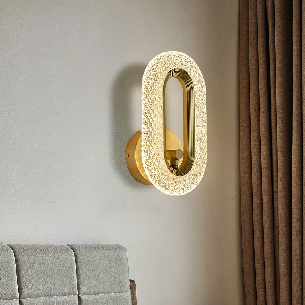 Ovated Brass Wall Sconce Art Deco LED Wall Lighting 1-Light Ring Wall Lamp