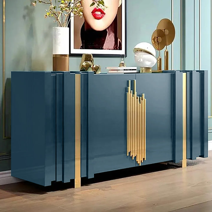 Aurea 1600mm Light Luxury Sideboard Green Rectangular Buffet 2 Doors 2 Shelves in Gold