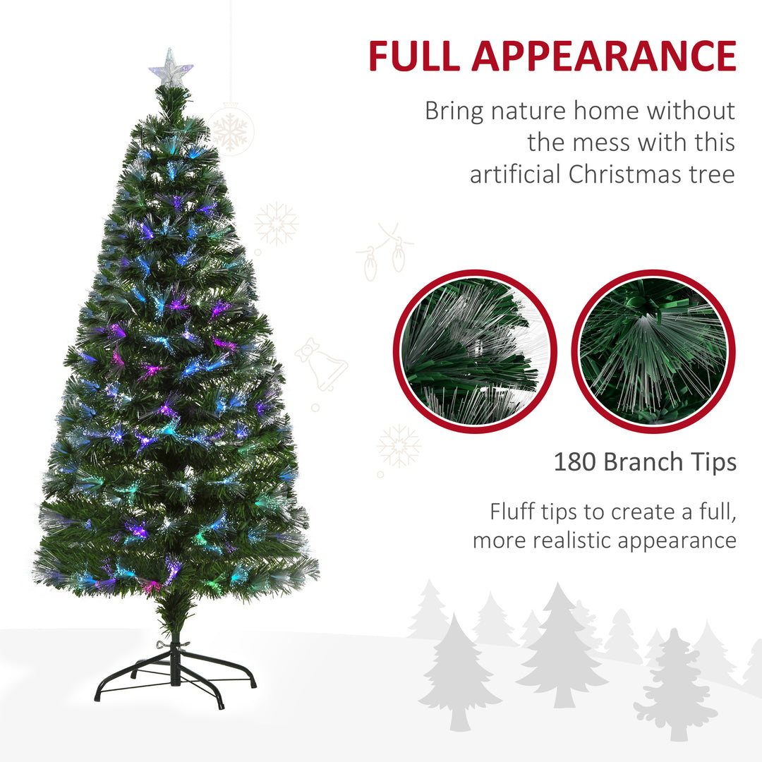 1.5m Tall Artificial Christmas Tree Fiber Optic Colorful LED Pre-Lit Holiday Home Christmas Decoration with Flash Mode