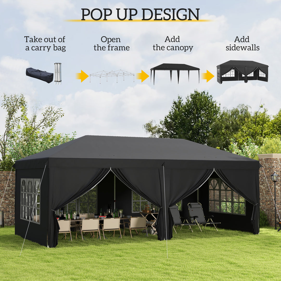 3 x 6 m Pop Up Gazebo with Sides and Windows