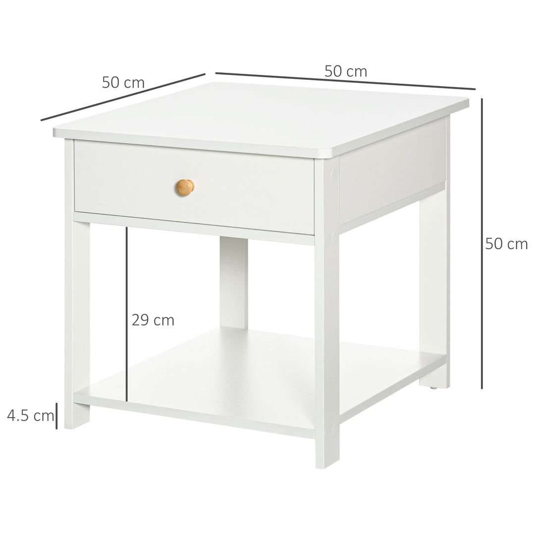 HOMCOM Bedside Table with Drawer and Bottom Shelf