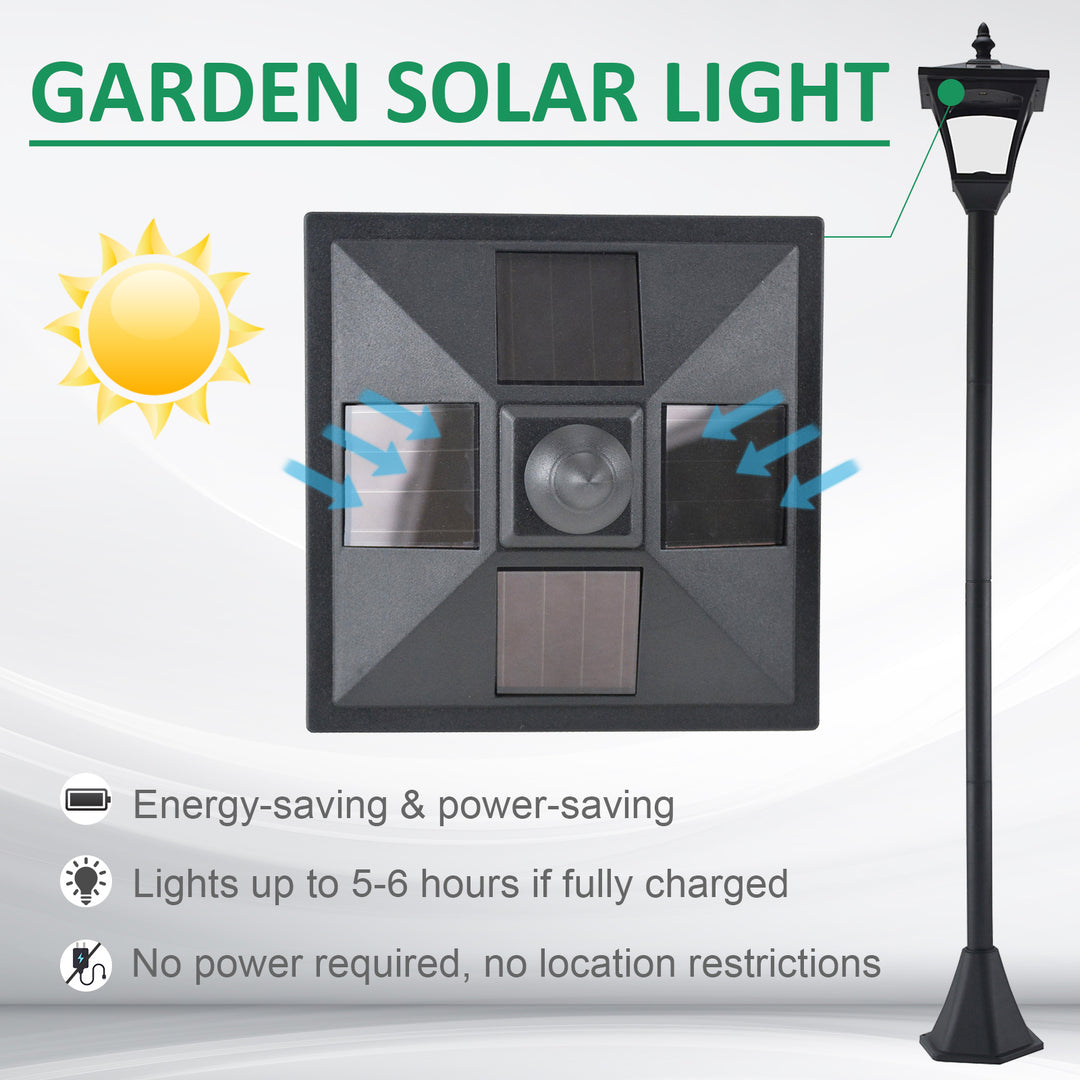 Set of 2 Outdoor Garden Solar Post Lamp Sensor Dimmable LED Lantern Bollard IP44 Energy-saving 1.2M Tall