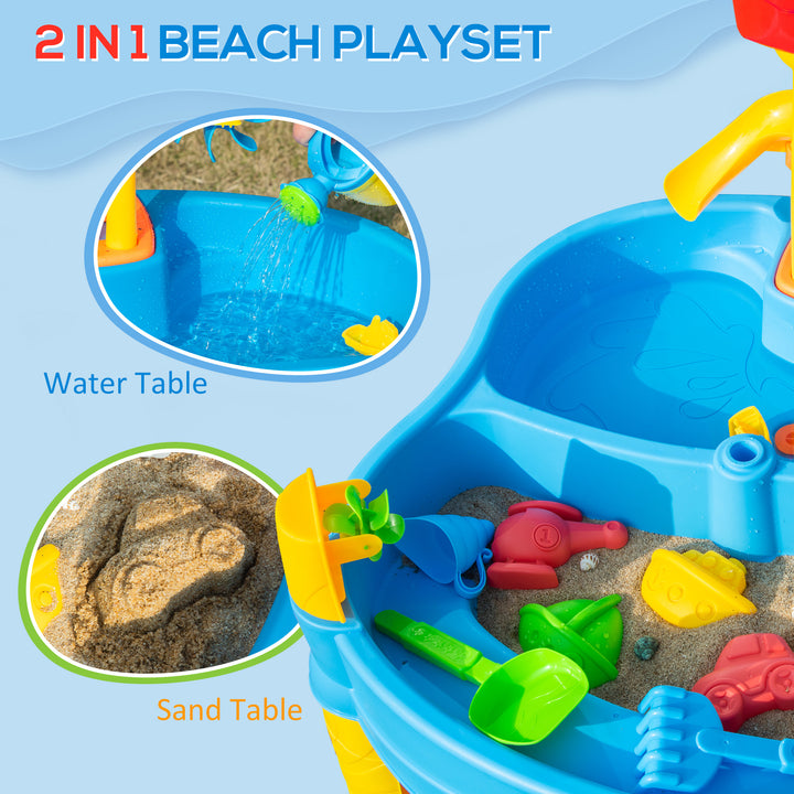 Sand and Water Play Table with Accessories and Adjustable Parasol