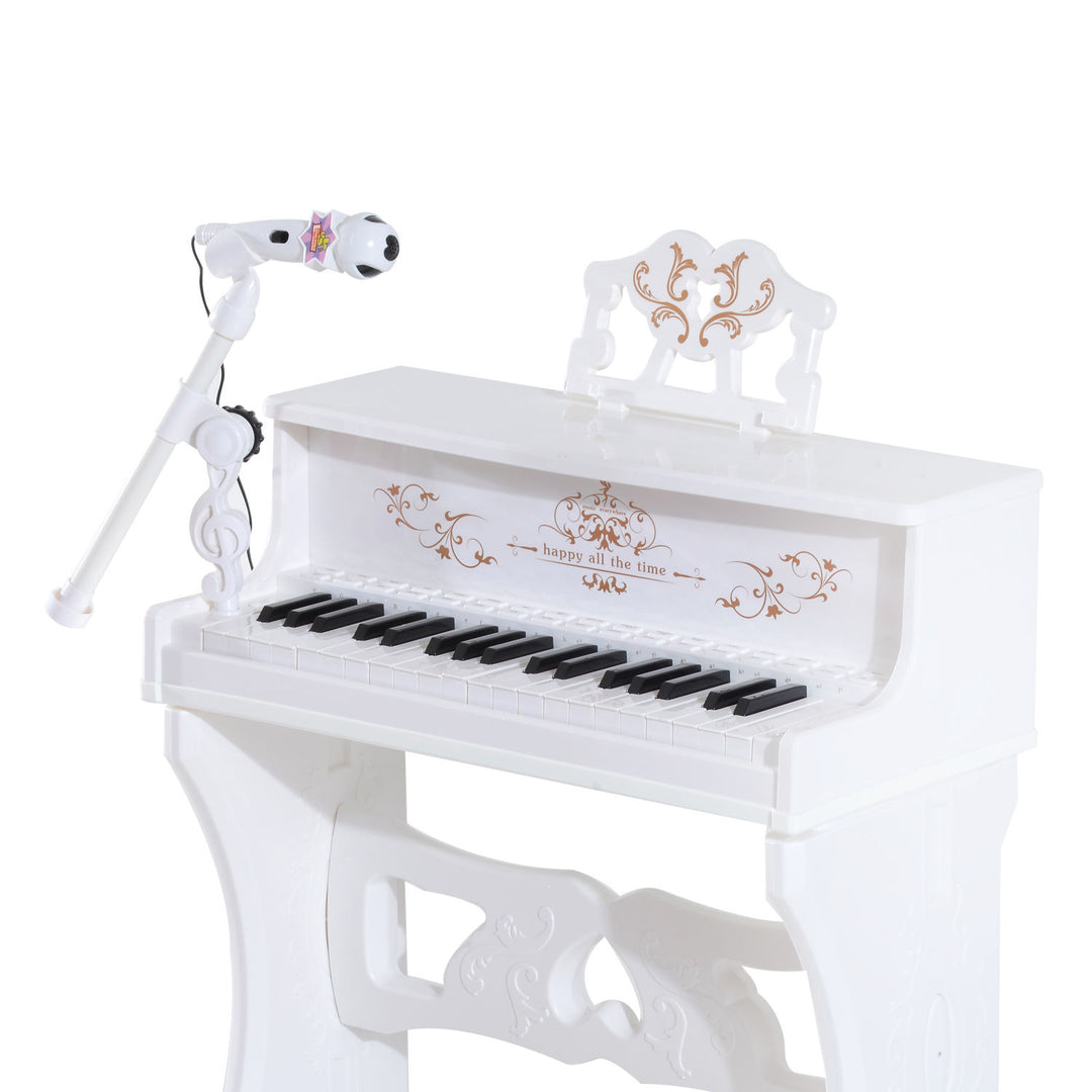 37 Keys Kids Piano Mini Electronic Keyboard Light Kids Musical Instrument Educational Game Children Grand Piano Toy Set w/Stool & Microphone