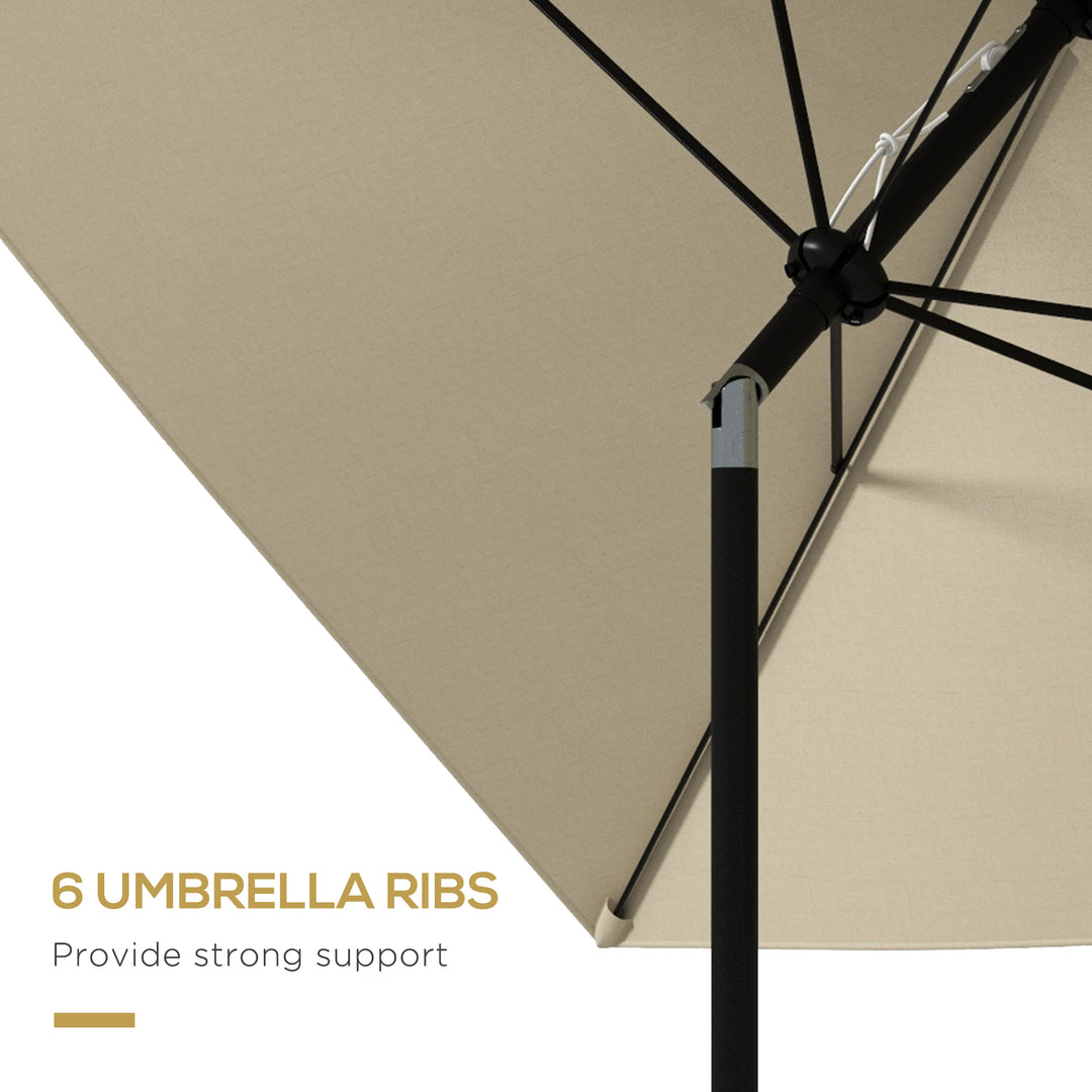 Rectangular Patio Parasol: 2x3m Market Umbrella with Crank & Tilt