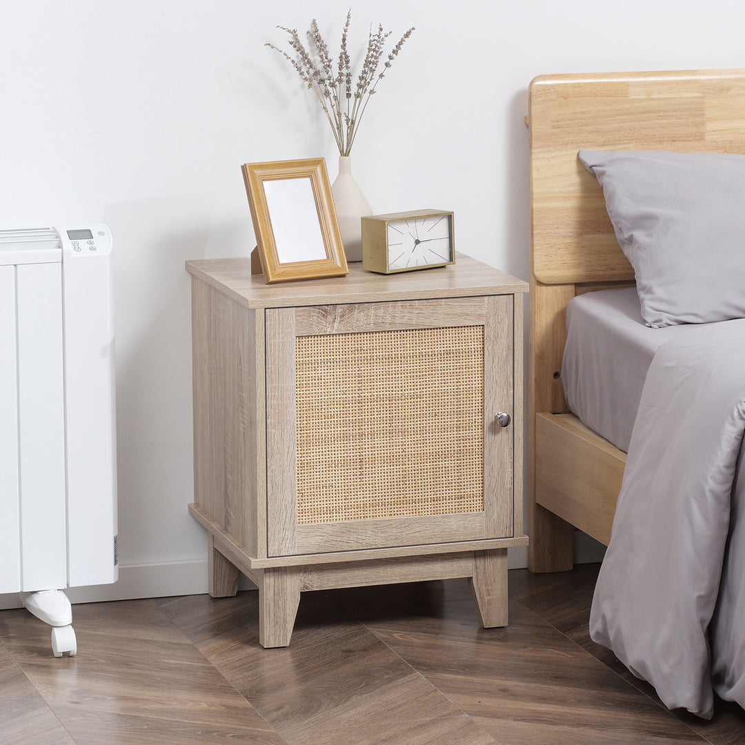 HOMCOM Bedside Table with Rattan Element