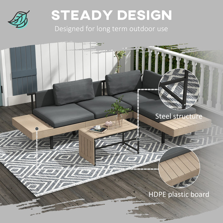 3-Piece L Shaped Garden Sofa Set with Sofa