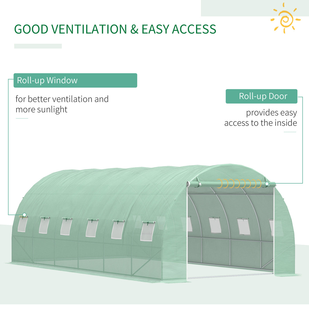 6 x 3 x 2 m Large Walk-In Greenhouse Garden Polytunnel Greenhouse with Steel Frame