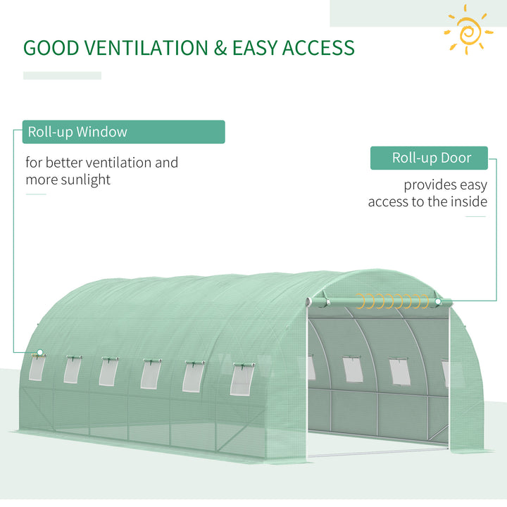 6 x 3 x 2 m Large Walk-In Greenhouse Garden Polytunnel Greenhouse with Steel Frame