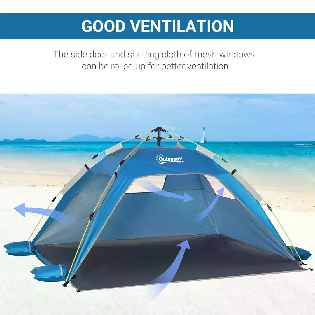 Pop-up Beach Tent Sun Shade Shelter for 1-2 Person UV Protection Waterproof with Ventilating Mesh Windows Carrying Bag