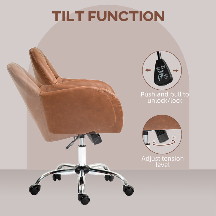 HOMCOM Leather Swivel Chair, Brown