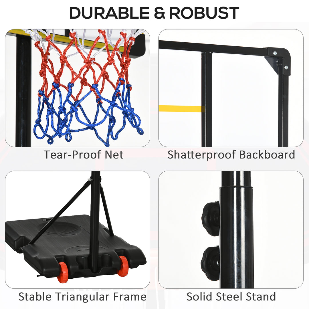 Height Adjustable Basketball Hoop and Stand with Firm Backboard and Weighted Base