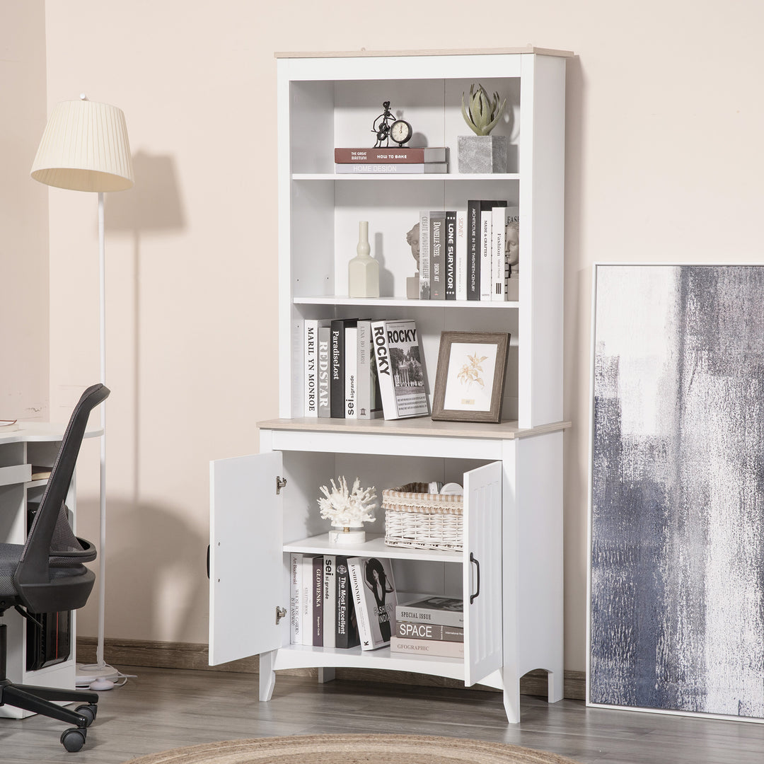 Kitchen Cupboard with 3-tier Shelving Double-door Storage Cabinet