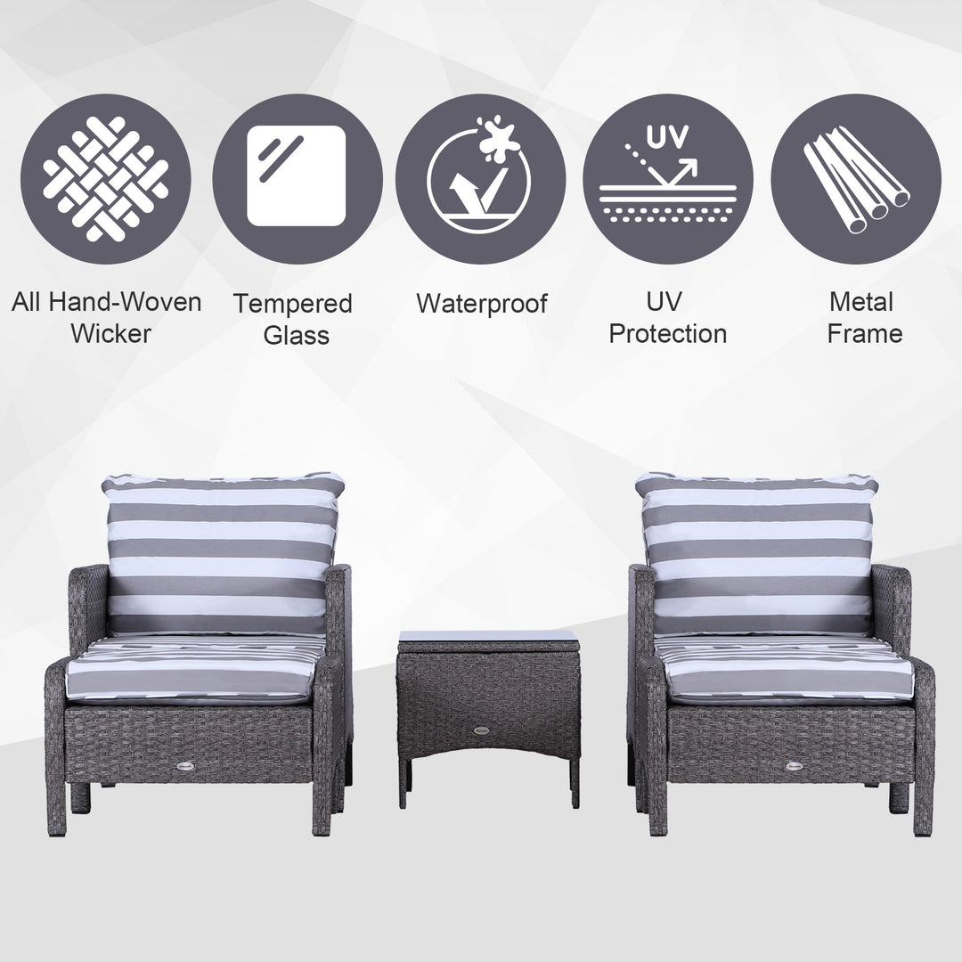 Waterproof Rattan Garden Set: 2 Seater with Armchairs