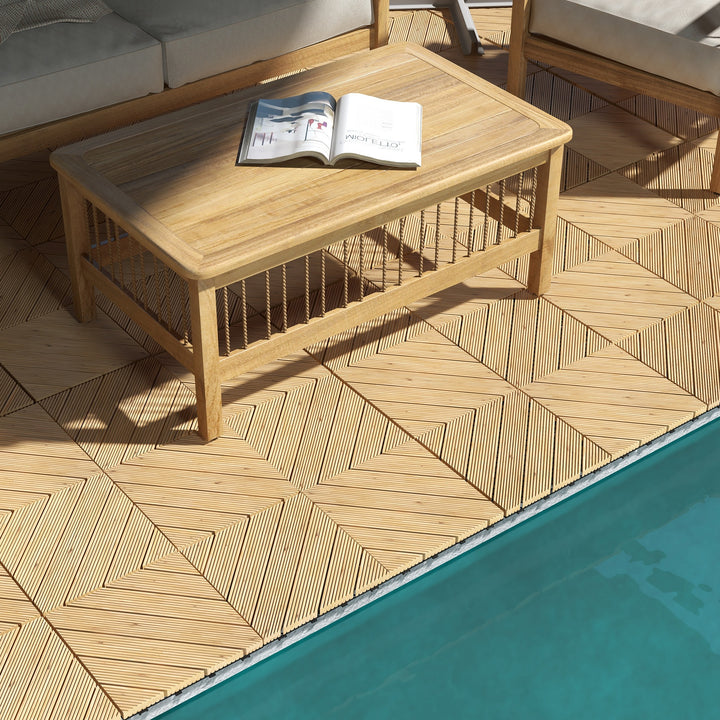 27 Pcs Wooden Interlocking Decking Tiles