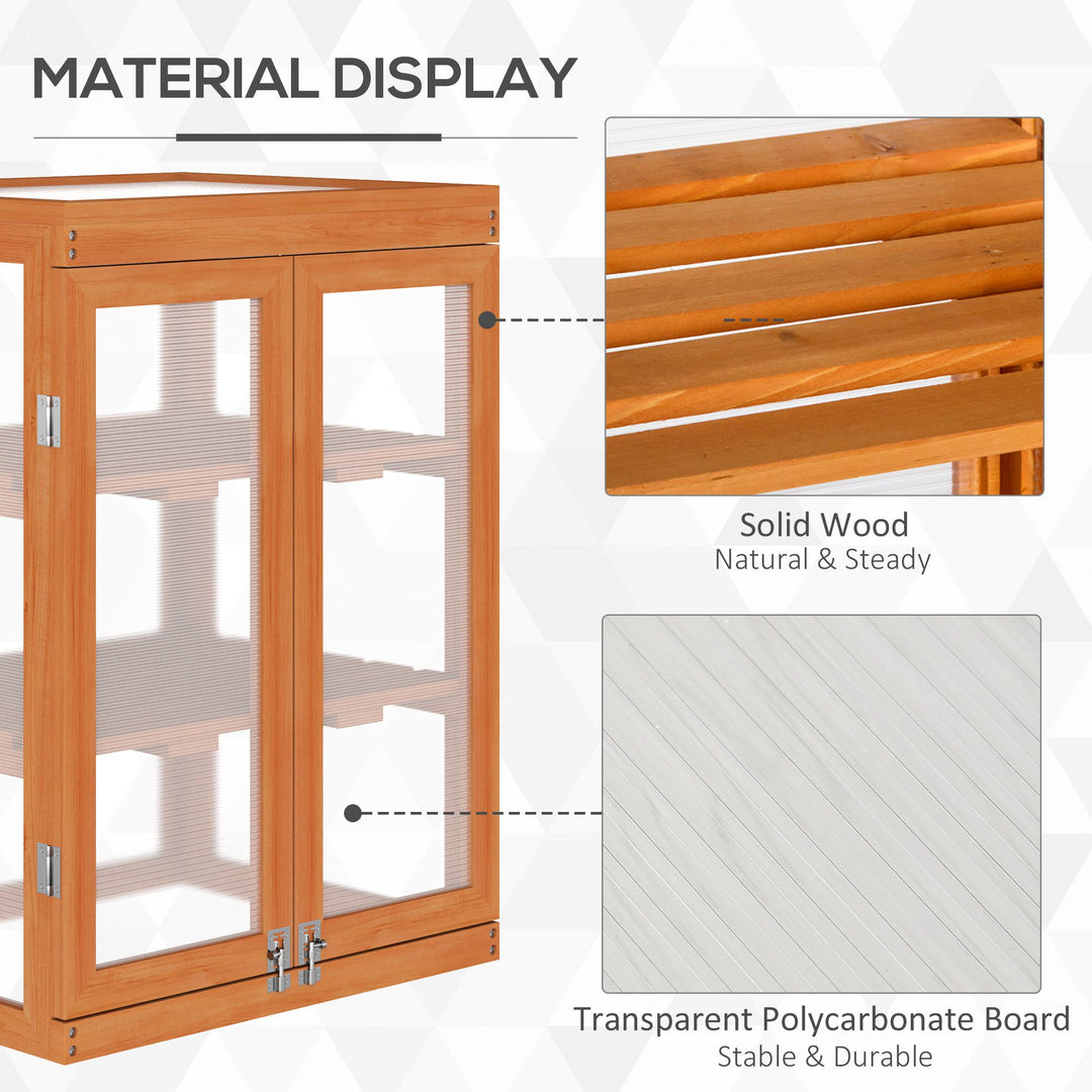 3-tier Wood Greenhouse Garden Polycarbonate Cold Frame Grow House w/ Storage Shelf for Plants