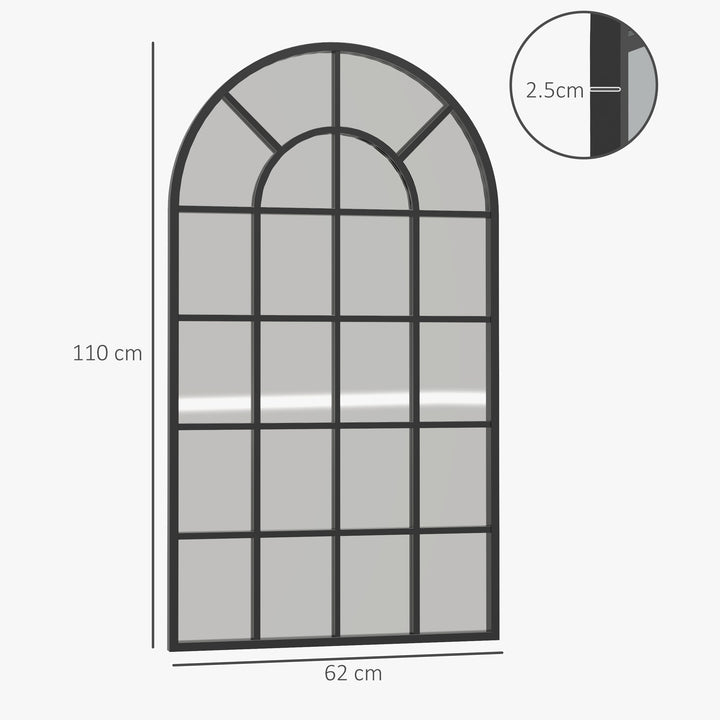 HOMCOM Arched Decorative Wall Mirror, 110 x 62 cm, Modern Design for Bedroom, Living Room, Bathroom, Black Aosom UK