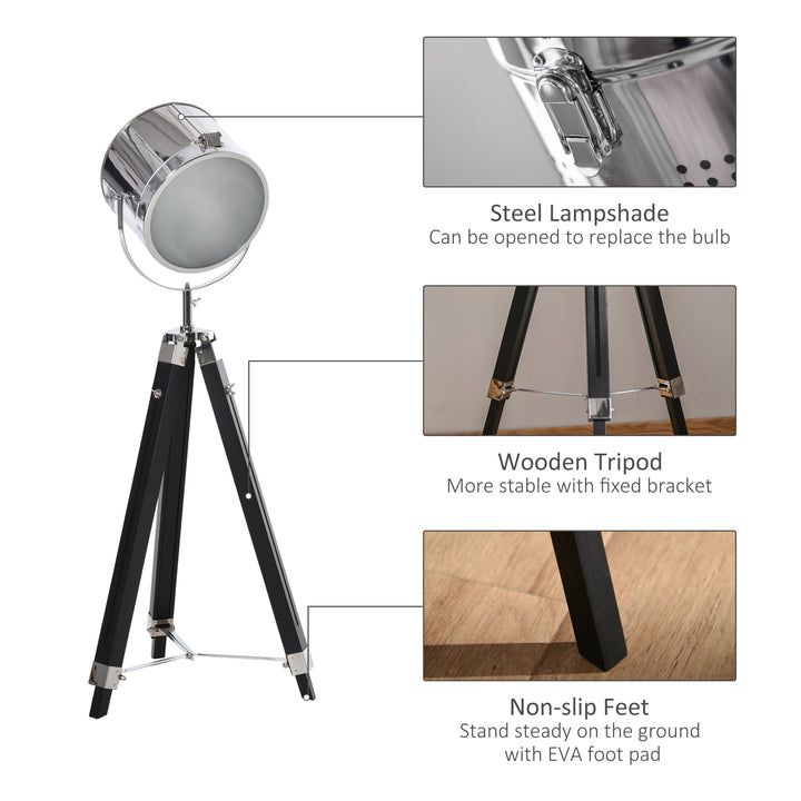 Industrial Style Adjustable Tripod Floor Lamp