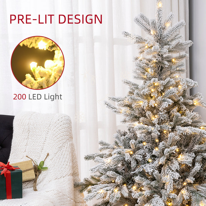 5ft Prelit Snow Flocked Artificial Christmas Tree with Warm White LED Light and 931 Tips