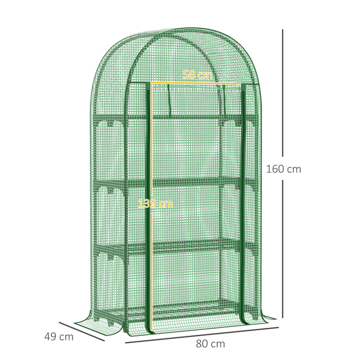 Compact Mini Greenhouse Outdoor with Storage Shelf and Roll-Up Zippered Door