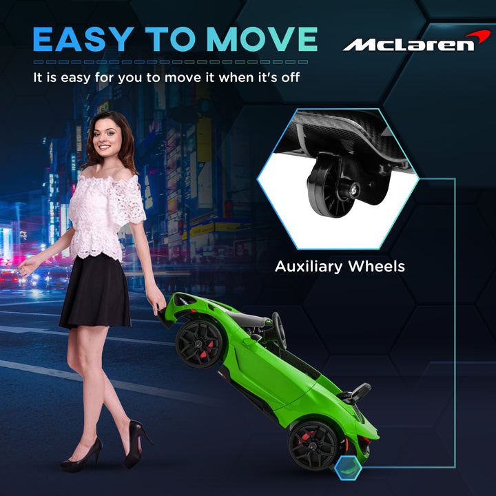 McLaren 765LT Licensed 12V Kids Electric Ride on Car with Butterfly Doors Remote Control Training Wheels Green