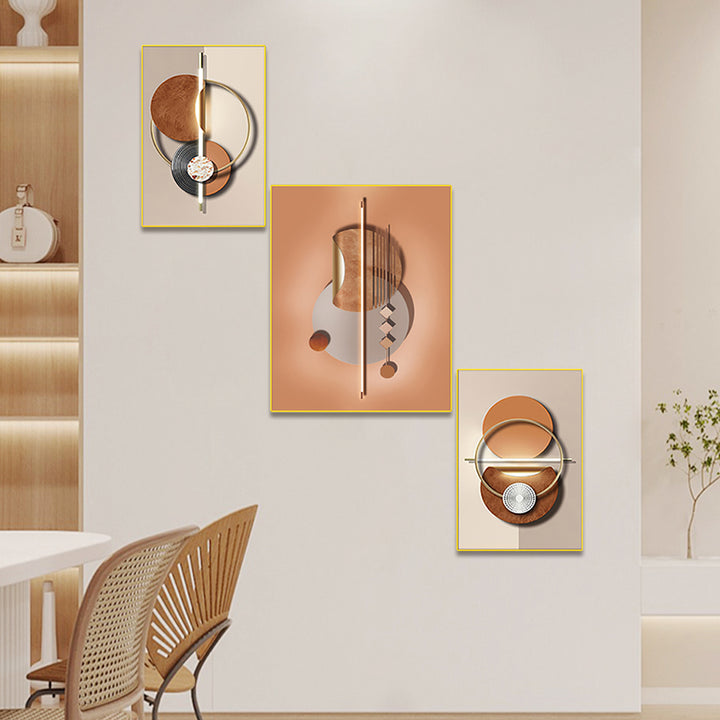 3 Pieces Modern Geometric Abstract Wall Decor Set Canvas Print with Frame Living Room