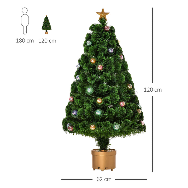 4FT Prelit Artificial Christmas Tree Fiber Optic Holiday Home Xmas Indoor Decoration with Golden Stand Green