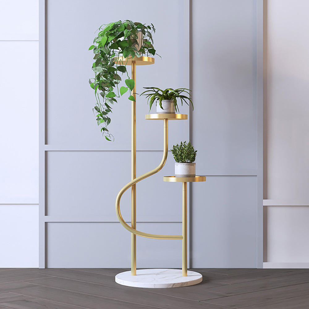 1080mm Tall Metal Plant Stand 3 Tier Modern Corner Ladder Planter in Gold