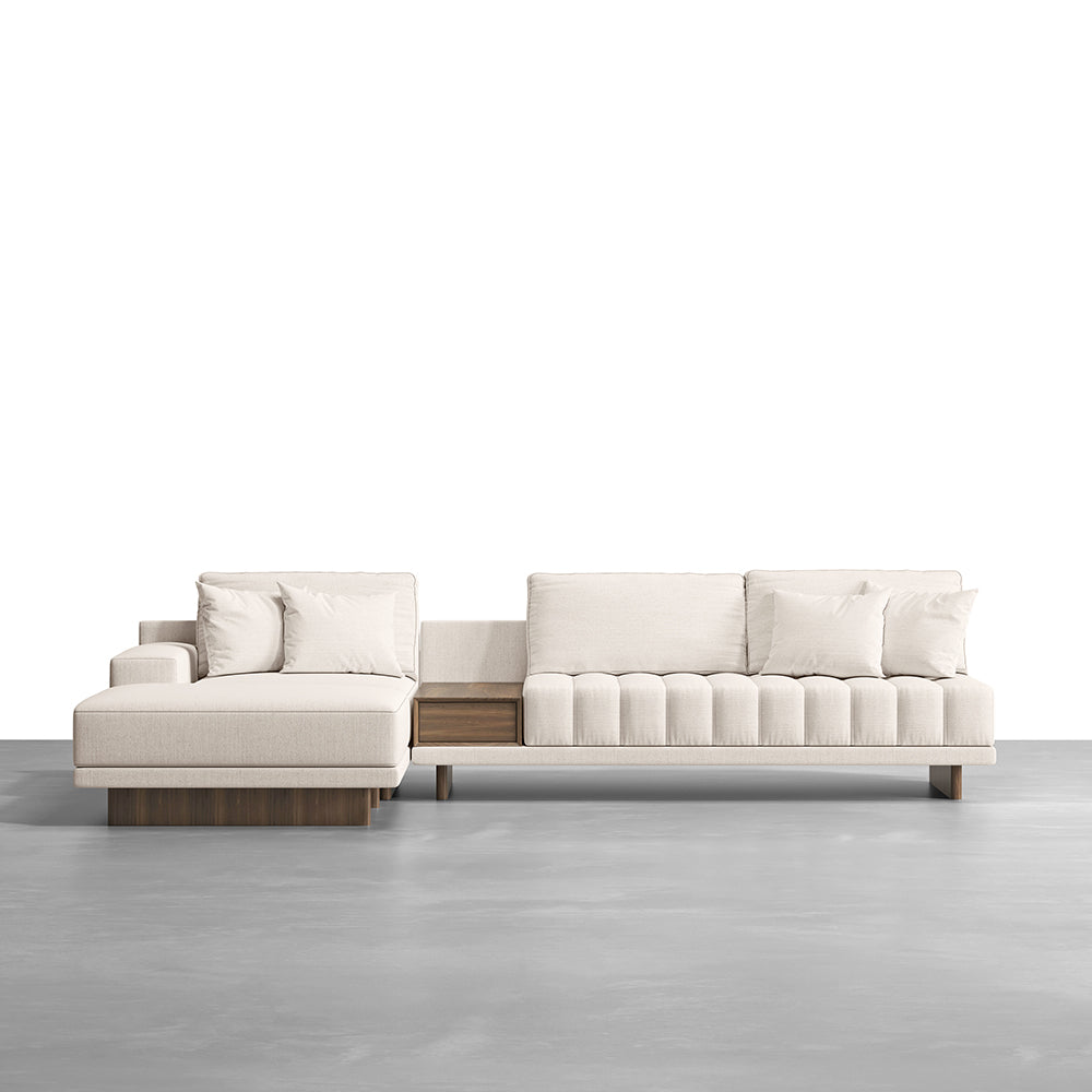 Modular Fabric Sectional Sofa Set with Concrete Coffee Table