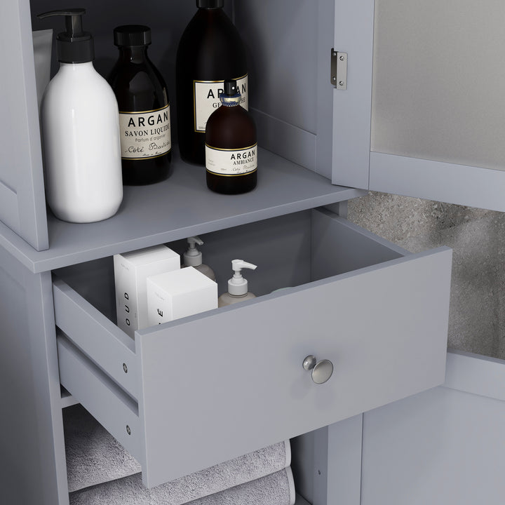 Kleankin Bathroom Storage Cabinet with 3-Tier Shelf & Drawer