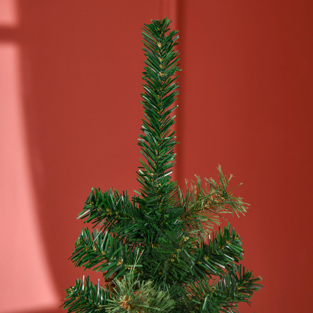 5.5' Tall Pencil Slim Artificial Christmas Tree w/ Realistic Branches