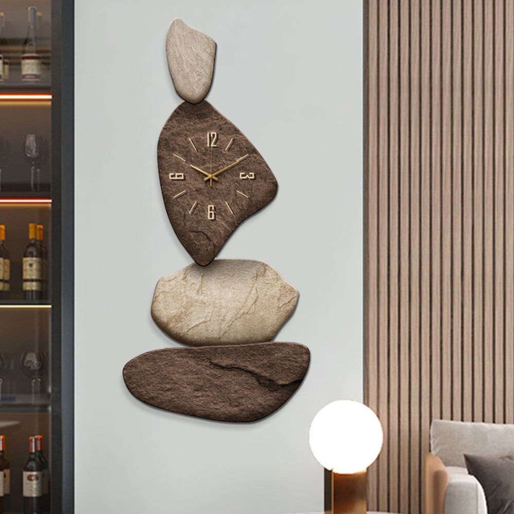 820mm Large Stone Shape Japandi Wall Clock Unique Irregular Home Decor Art Living Room